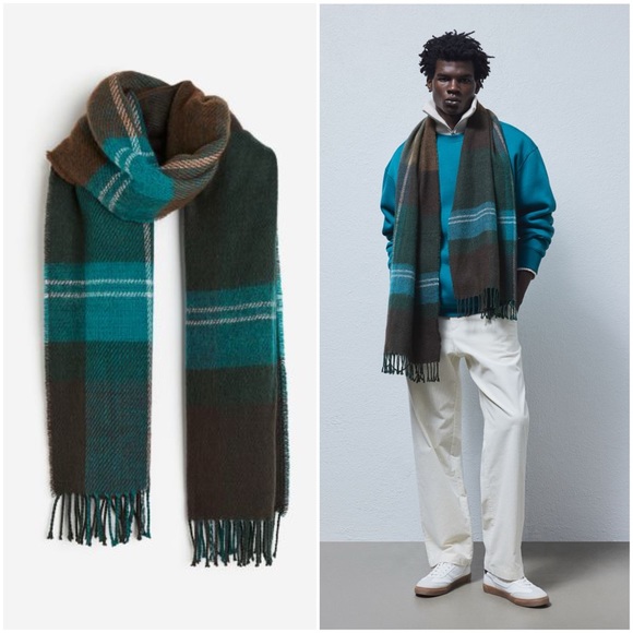 H&M Other - Turquoise/Brown Patterned Scarf